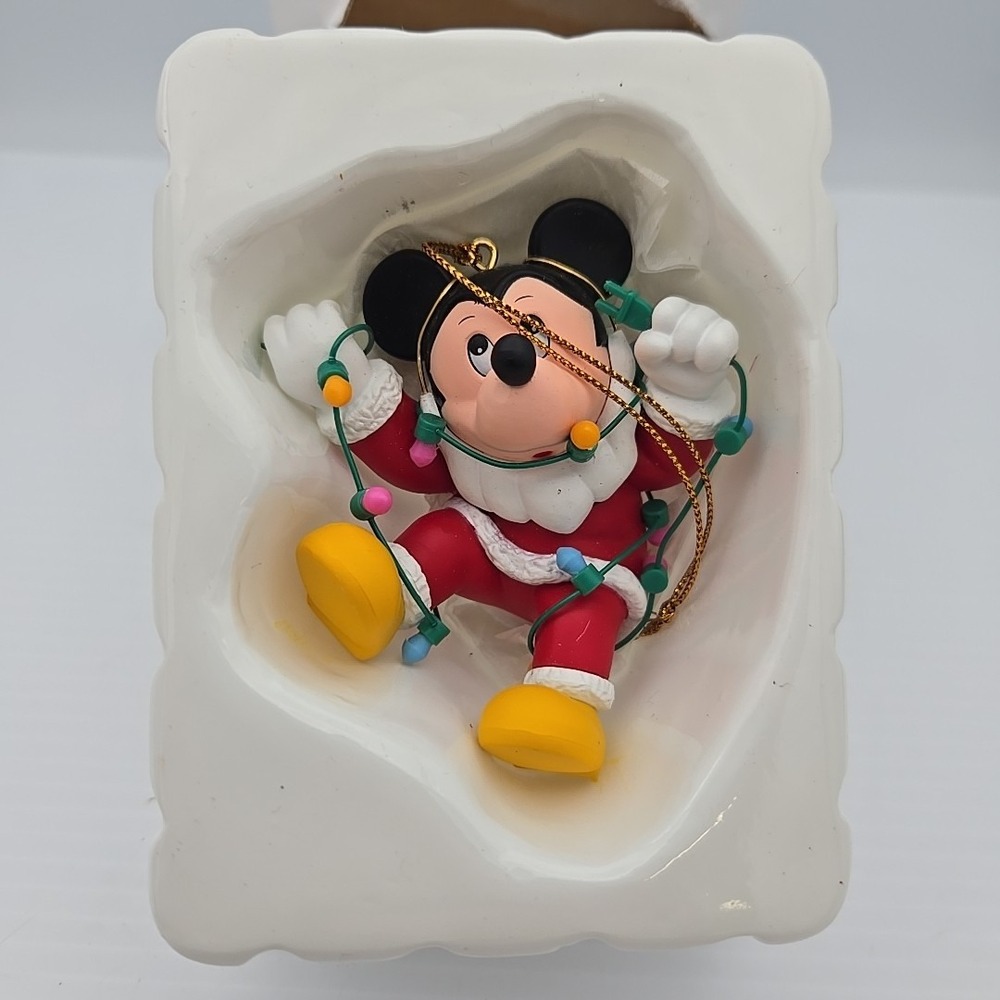 Disney Grolier Christmas Magic Ornament 26231-101 Mickey Mouse Tangled in Lights